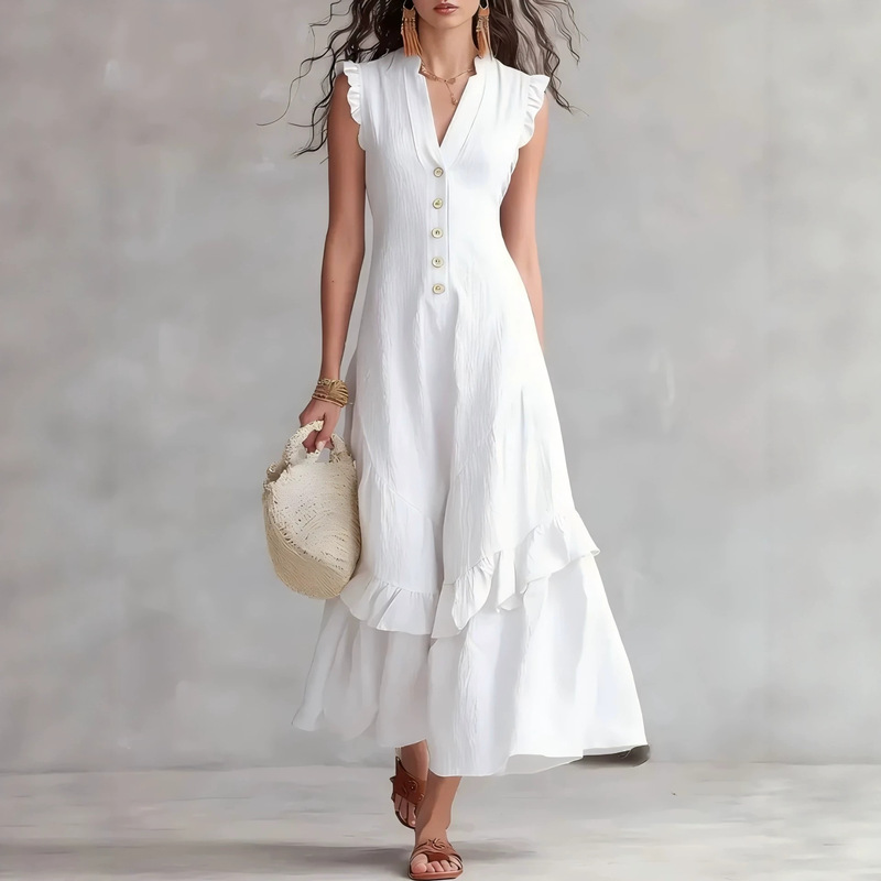 Vintage Fashion Prints - Women's Elegant Cotton Linen Loose Party