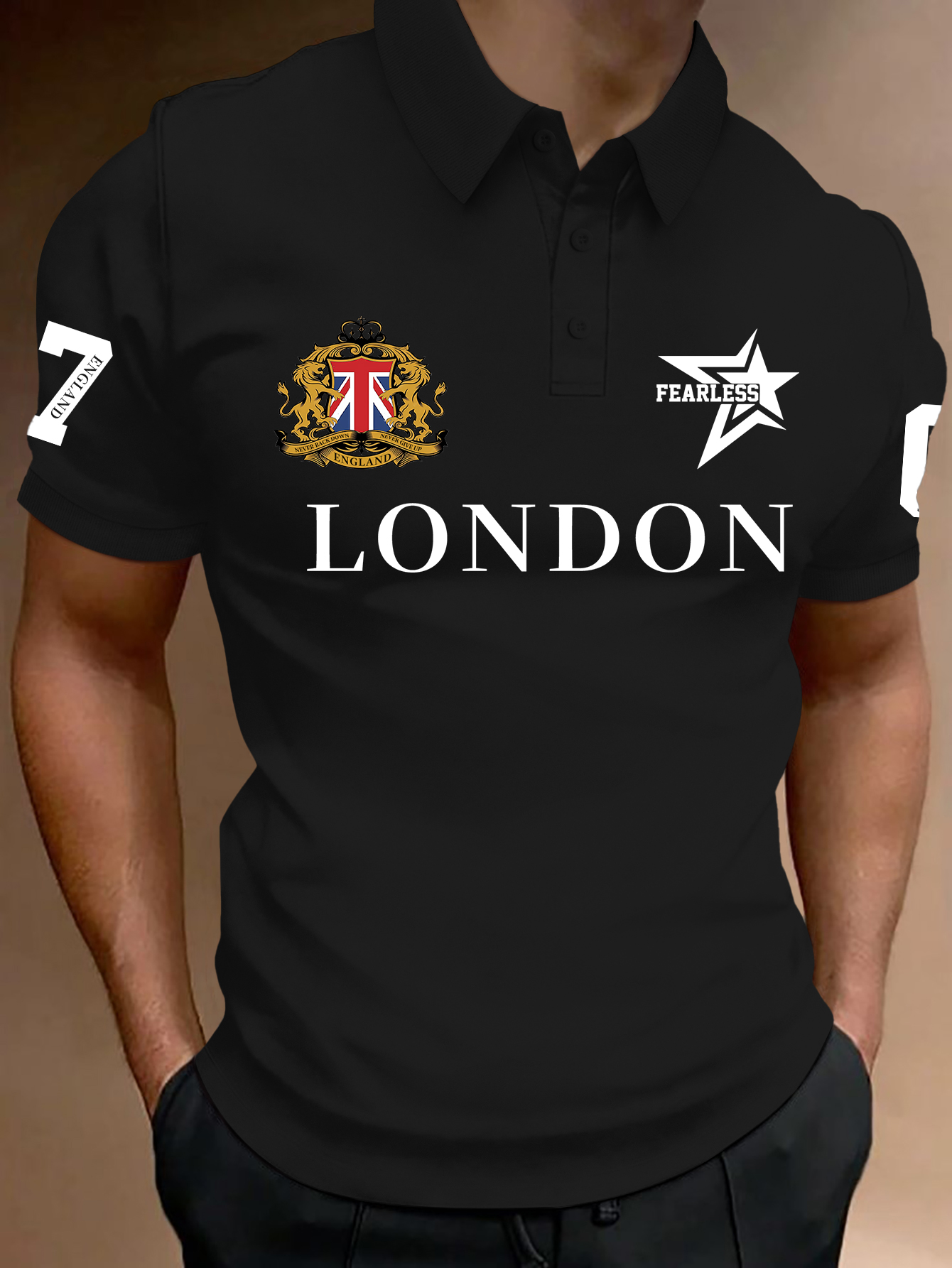 Vintage Fashion London - Men's Fashion Printed Polo Shirt, Vintage