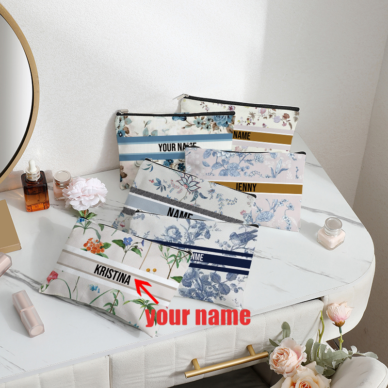 Vintage Fashion Brand Names - Custom Name Vintage Makeup Bag Bridesmaid