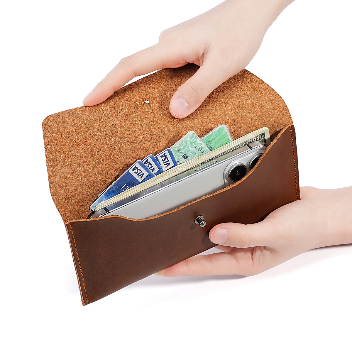 Vintage Fashion Brand Names - Envelope Wallet Genuine Leather Cash Envelope