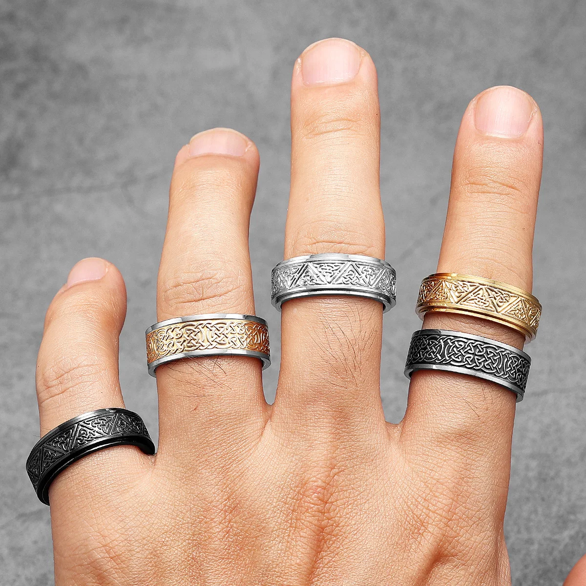 Viking Celtic Knot Men Rings S - Vintage Fashion Newtown 评论和价格