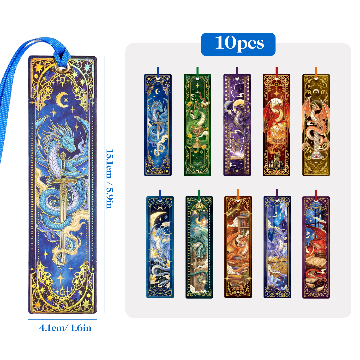 10Pcs Dragon Paper Bookmarks,  - Vintage Fashion Coloring Book 评论和价格