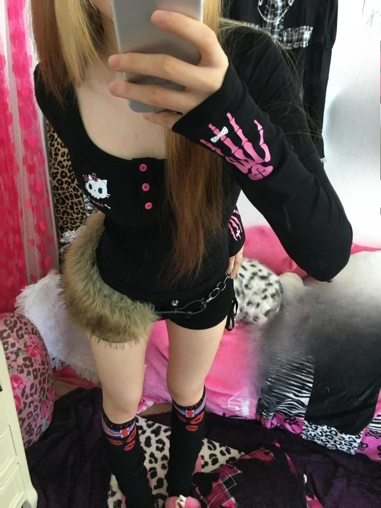 Y2K Vintage Cartoon Print T-Sh - Vintage Fashion Prints 评论和价格