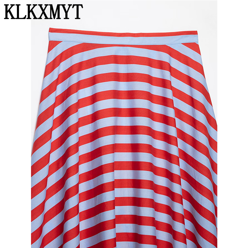 KLKXMYT Stripes Pleated Long S - Vintage Fashion In 2026 评论和价格