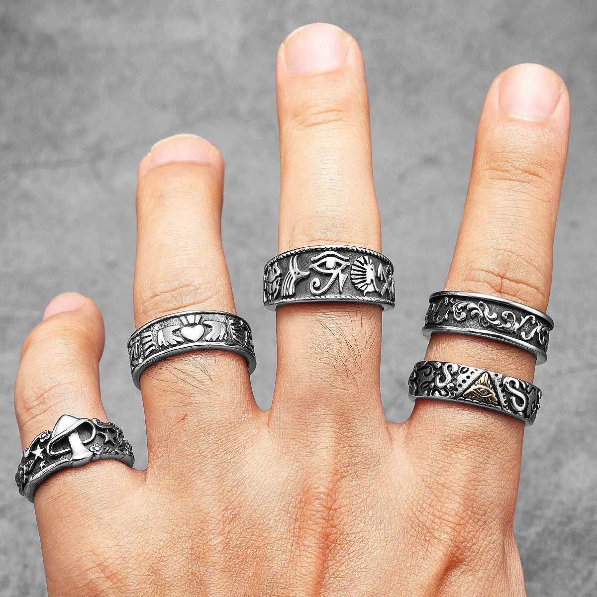 Retro Razor Blade Men Rings St - Vintage Fashion Newtown 评论和价格