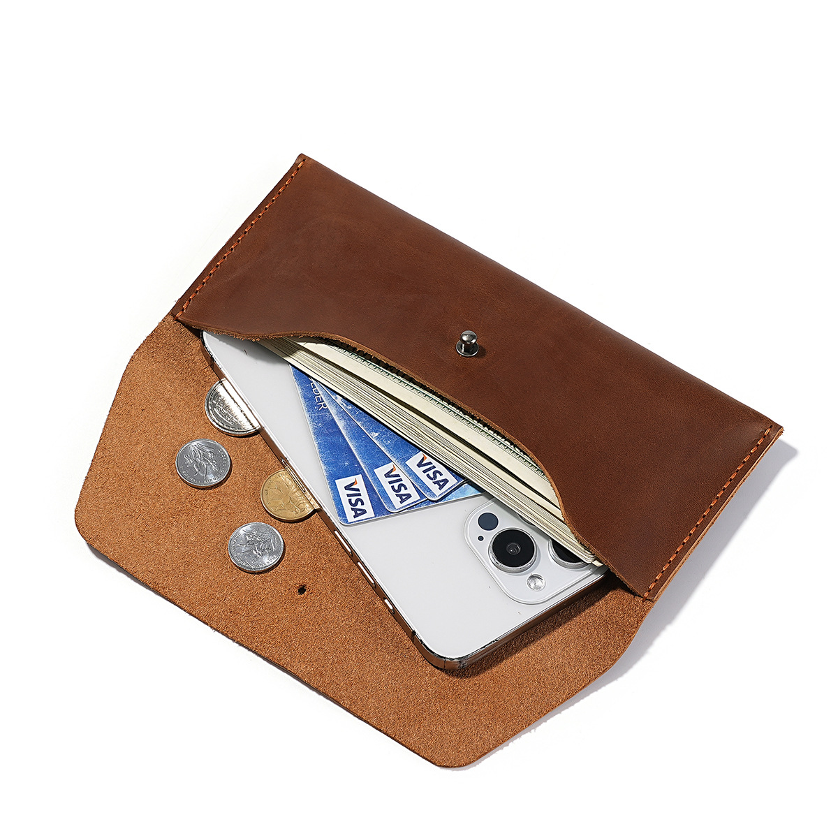Envelope Wallet Genuine Leathe - Vintage Fashion Brand Names 评论和价格