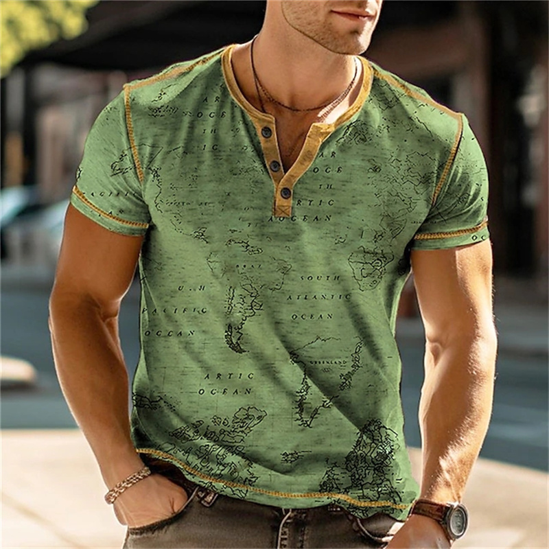 Men's Henry Shirts Funny 3D Pr - Vintage Fashion Prints 评论和价格