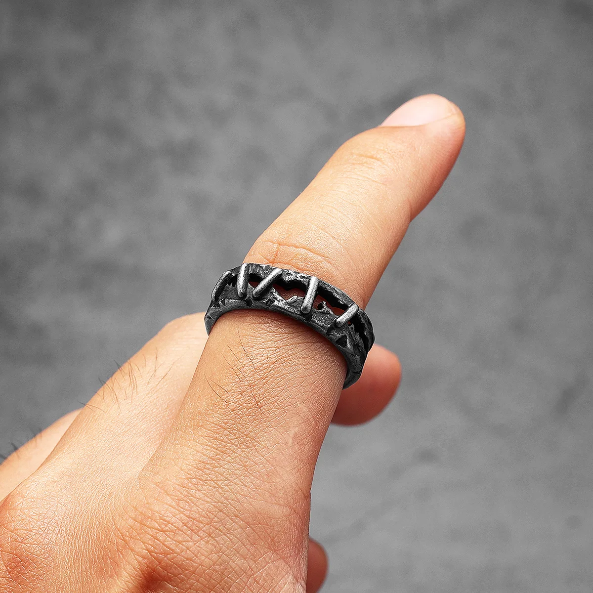 Retro Suture Men Rings Stainle - Vintage Fashion Newtown 评论和价格
